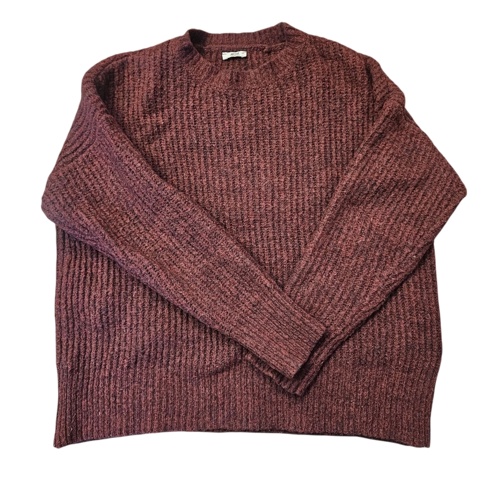 💥$5 ADD ON - Ardene Women's Burgundy Knit Chunky Oversize Comfy Sweater Size S
